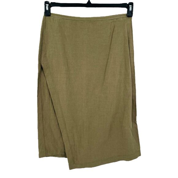 Vince Skirt Utility asymmetric linen olive size 8 - Picture 1 of 5